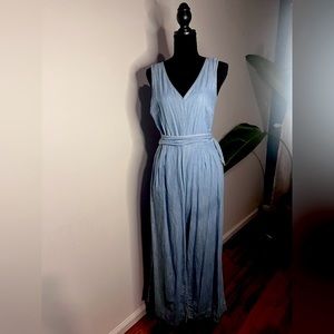 J. Crew Light Blue Chambray Romper Wrap Tie